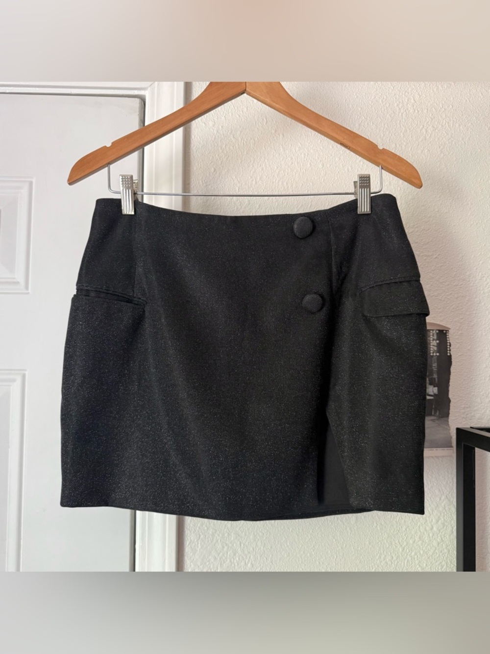 BABYBOO black glitter cargo mini skirt